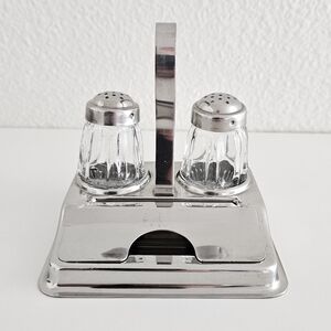 Mepra Inox MCM 18-10 Salt & Pepper Shakers Toothpick Caddy Set Made In Italy